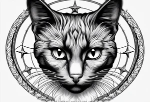 Photo realistic black cat head only facing forward tattoo idea