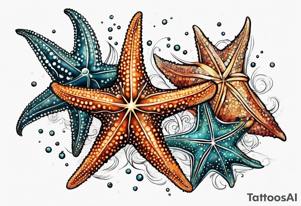 star fish of different shapes and sizes tattoo idea