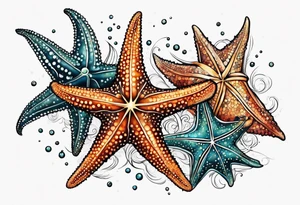 star fish of different shapes and sizes tattoo idea