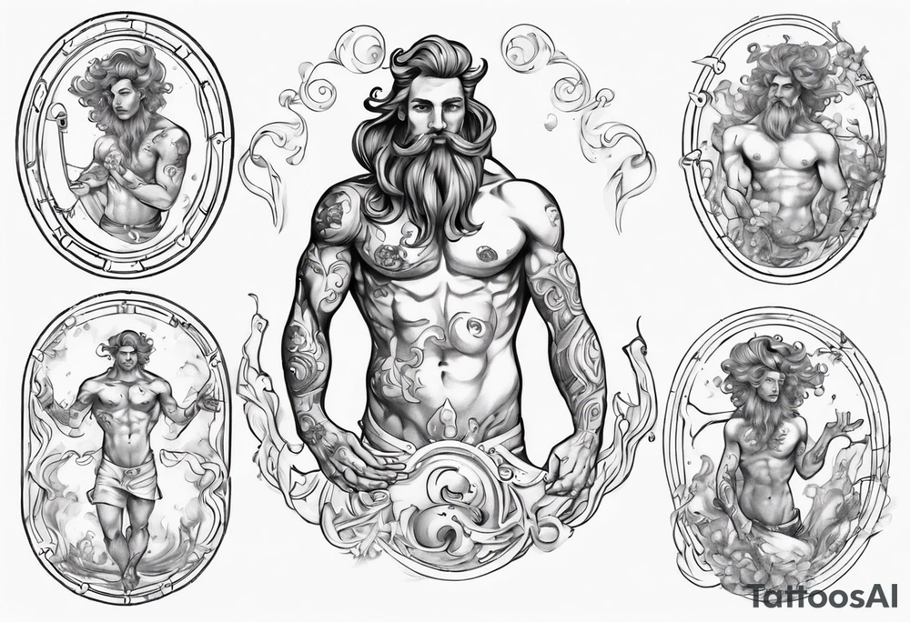 The Zodiac sign Aquarius in Human male form. tattoo idea