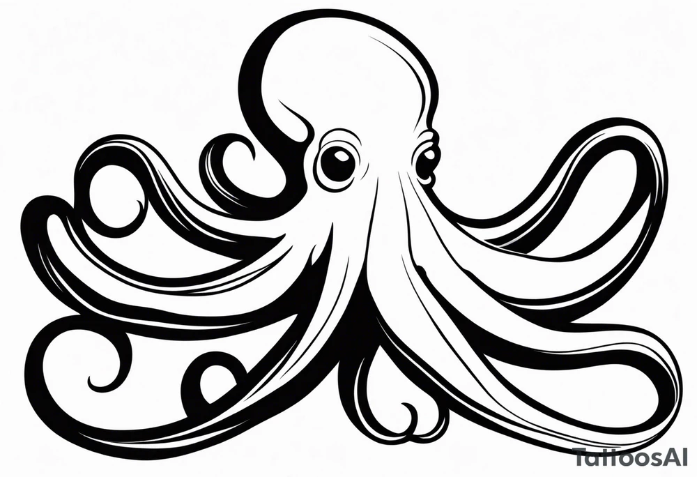 Octopus with flowing tentacles. tattoo idea