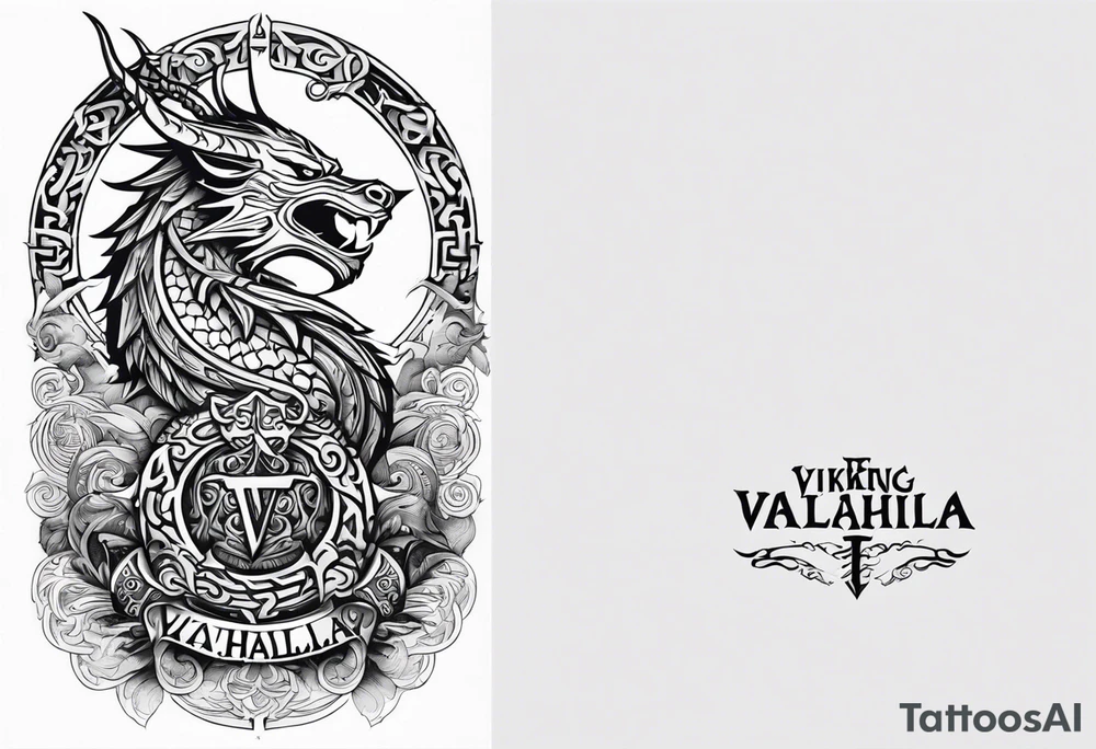 Viking sword Valhalla dragon tattoo idea