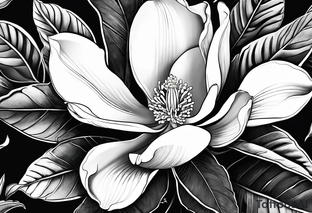 Southern magnolia tree with the word Mississippi tattoo idea