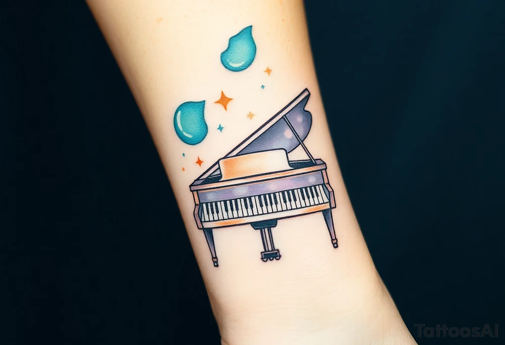 piano under the stars tattoo idea