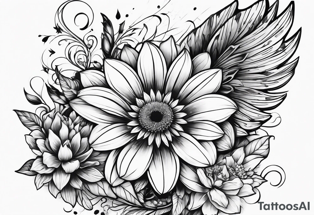 wing, flower, tattoo idea