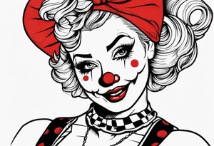 murderous female pin up clown tattoo idea