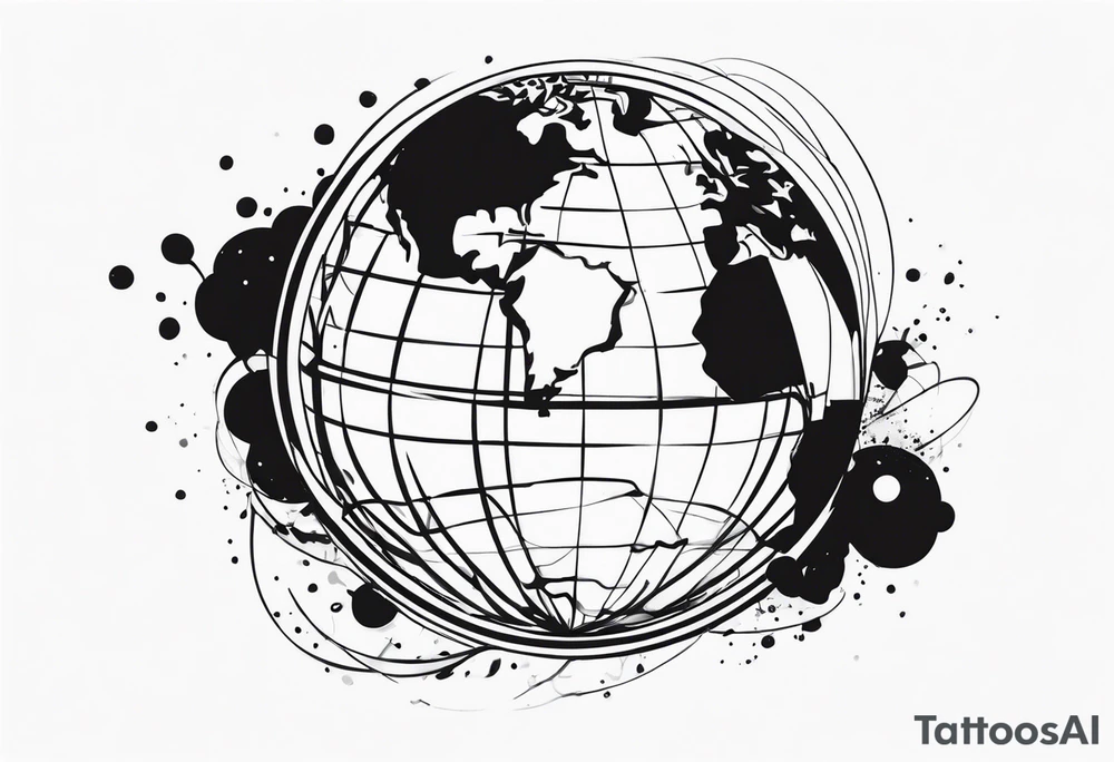 exploding globe tattoo idea