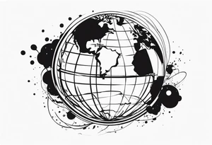 exploding globe tattoo idea