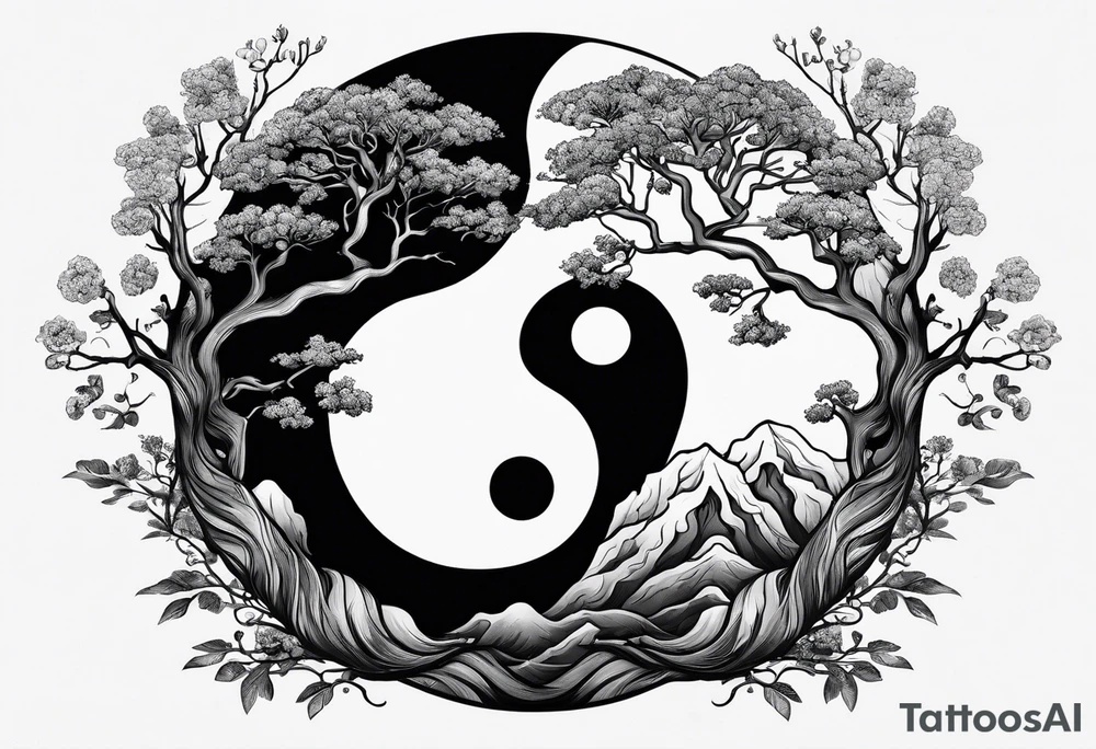 yin yang, tree tattoo idea