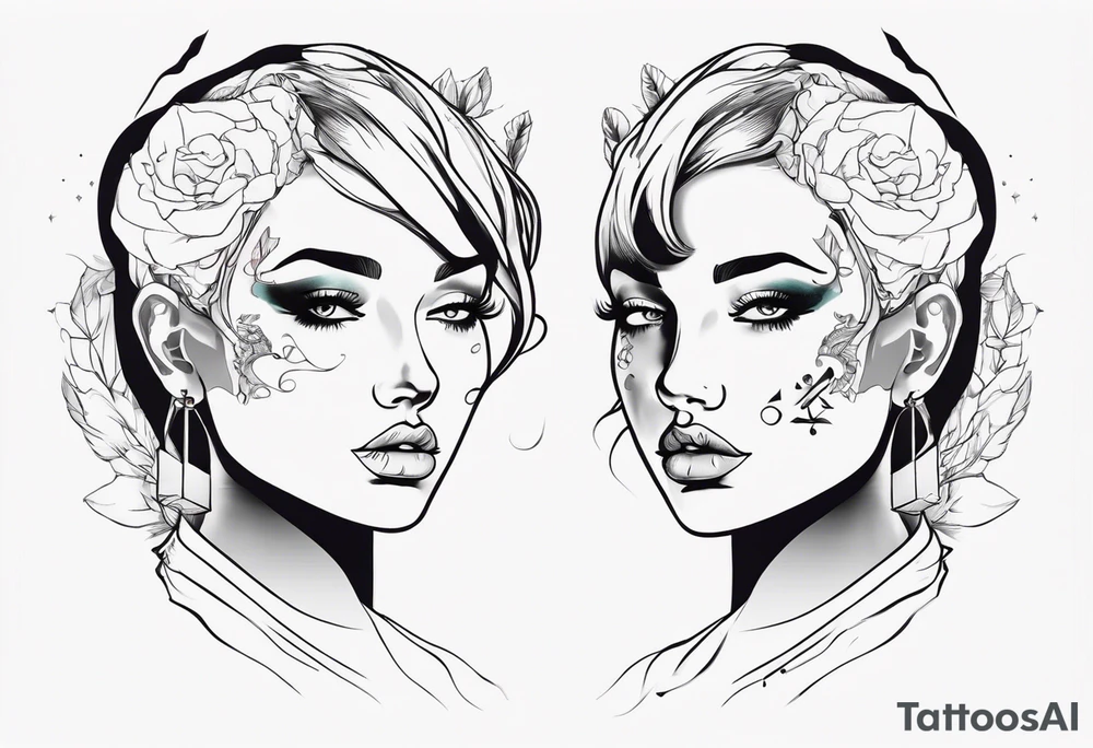 2 faced personality tattoo idea