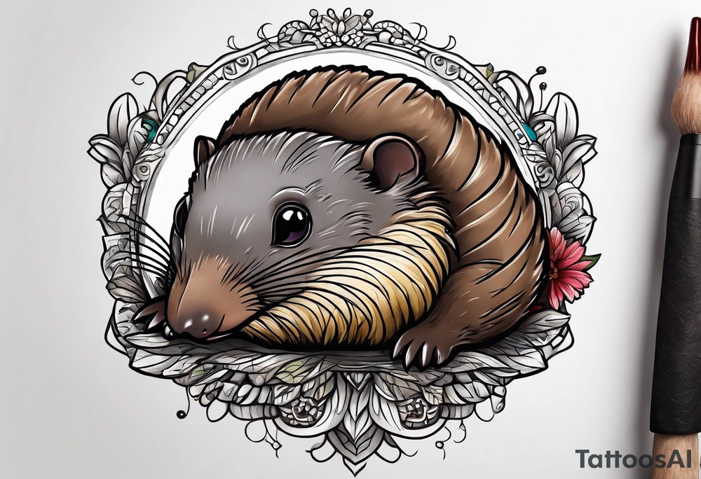 Australian Platypus, Echidna, Wombat & pygmy Sugar Glider in one image tattoo idea