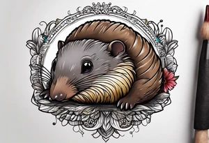 Australian Platypus, Echidna, Wombat & pygmy Sugar Glider in one image tattoo idea