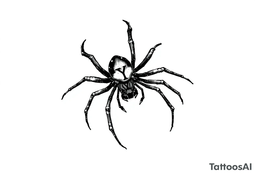 Black widow Spider crawling down sideways with the letter Y on the body of the spider tattoo idea
