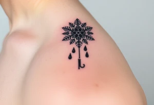 A snowflake melting and turning into rain drops and the rain drops cascading over and umbrella tattoo idea