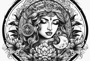 Exoteric tattoo with sun and moon tattoo idea