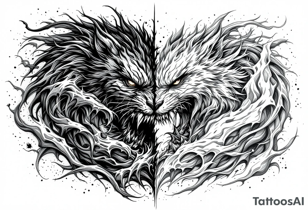 2 different worlds on each side of a black hold tattoo idea
