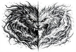 2 different worlds on each side of a black hold tattoo idea