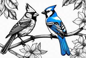 Cardinal and blue jay tattoo idea