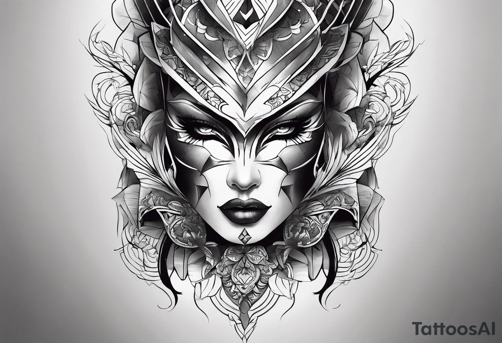 tattoo fool sleeve, broken mask tattoo idea