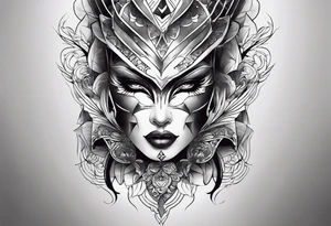 tattoo fool sleeve, broken mask tattoo idea