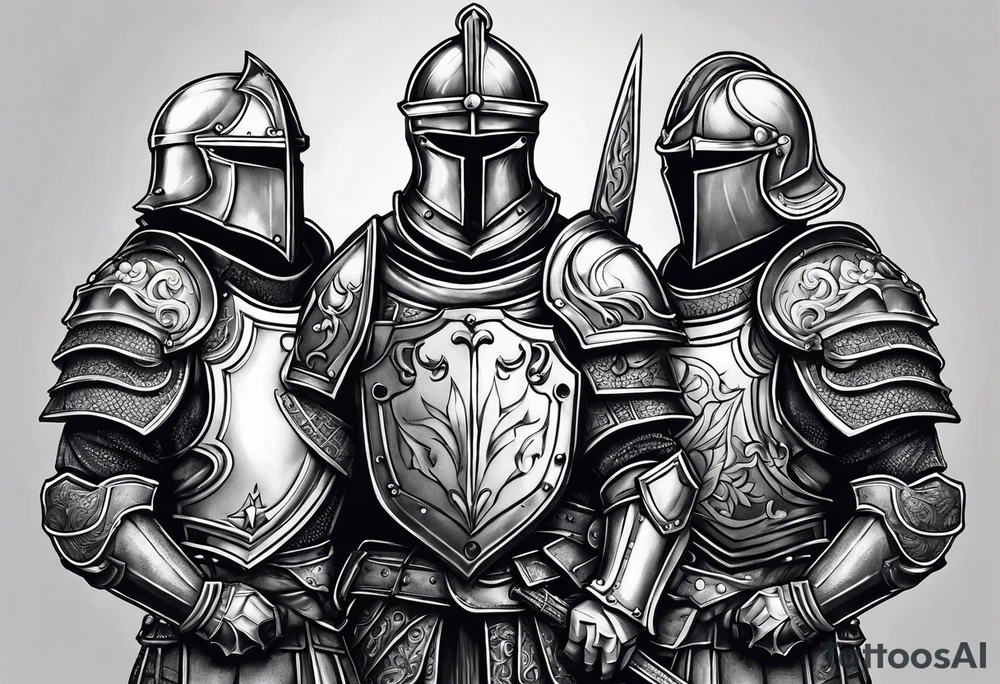 knight heavy armor and shield tattoo idea