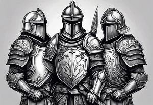 knight heavy armor and shield tattoo idea