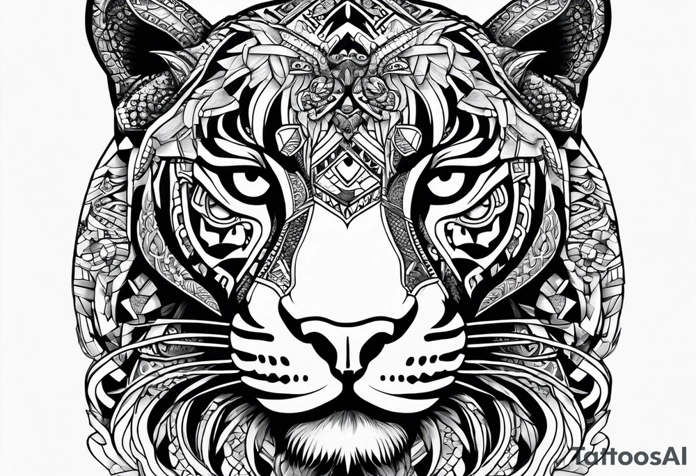 aztec black jaguar with snake tattoo idea