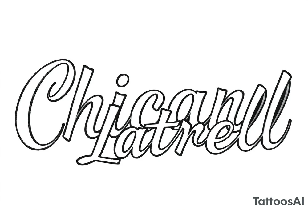 Chicano new school cursive style that says Latrell tattoo idea