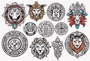 Mayan Zodiac symbols with POP on knee cap tattoo idea