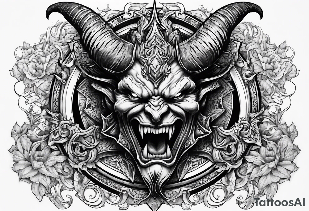 Satan knocked down tattoo idea