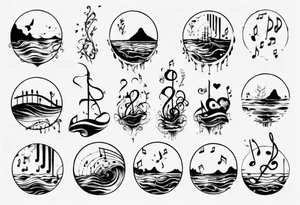 Diving into love , music notes, simplicity water scene tattoo idea