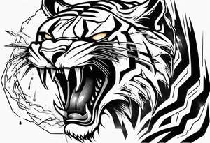 mythical ferocious tiger with lightning around it. The tattoo is for a forearm sleeve tattoo idea