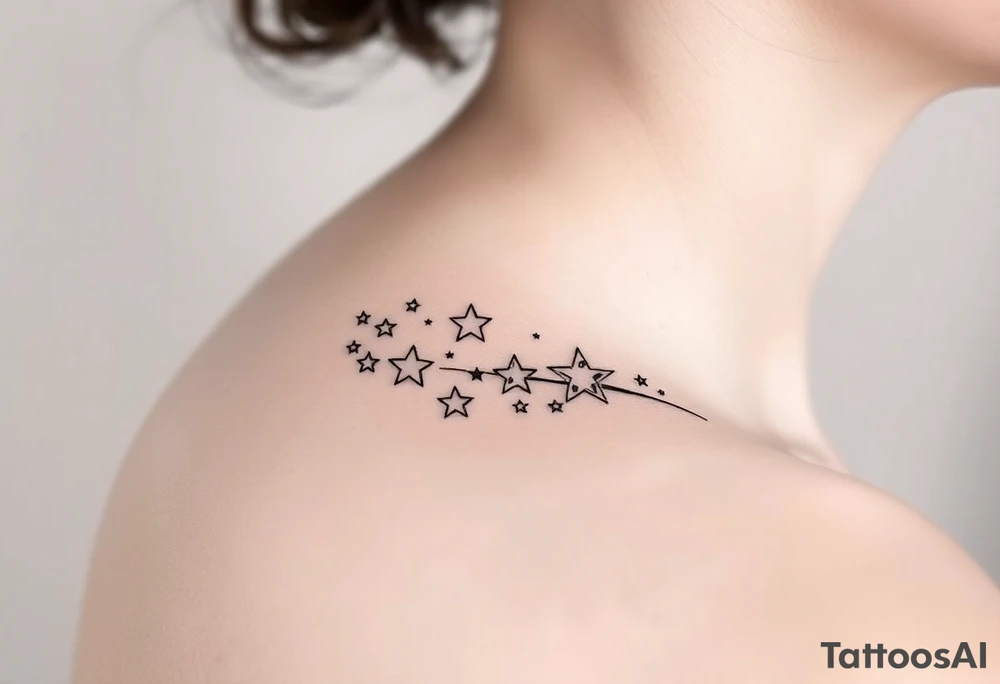 Stars wrapping collarbone tattoo idea