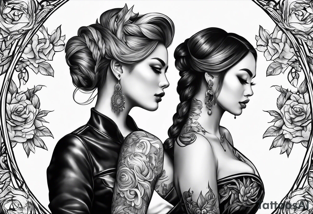two sexy ladies tattoo idea