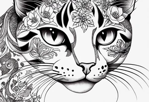 Anime cat covered in flowery vines, forearm tattoo tattoo idea