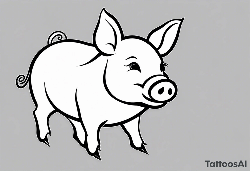 very cute happy piglet.
outline only.
black and white only.
only show the piglet. no extra lines or decoration.
no black shading.
dont make the ears too big.
draw only with very thin lines (1px)

should look like a tattoo that will only take 5 minutes to draw tattoo idea
