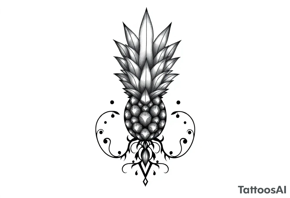 Bushy crown pineapple vagina, design to go over vagina , erotic vagina area design, anus to be at the bottom tattoo idea