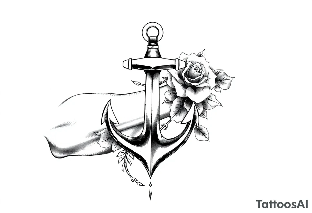 Anchor and roses tattoo idea