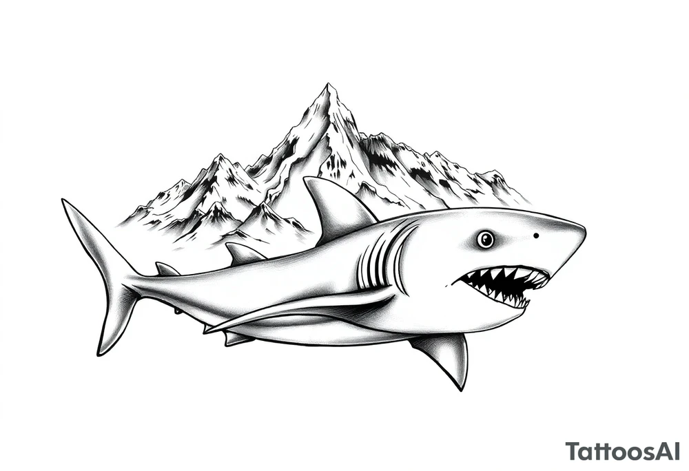 mountains and sharks tattoo idea