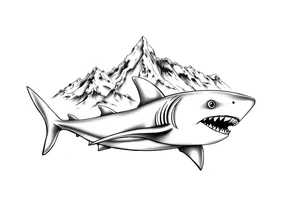 mountains and sharks tattoo idea