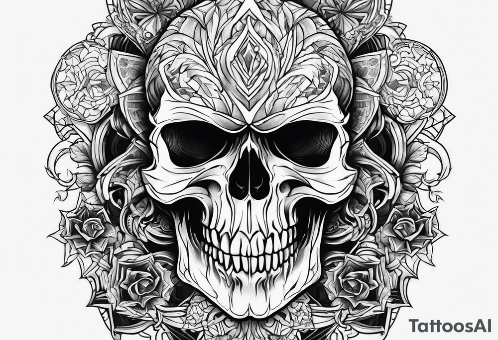 Dark evil skull tattoo idea