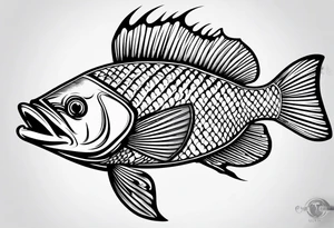 bass fish tribal tattoo idea
