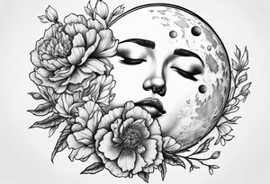 Moon and carnation tattoo idea