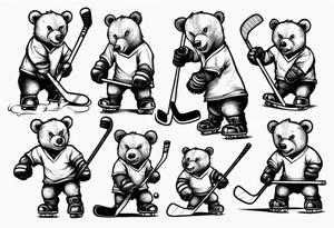 baby bear playing hockey tattoo idea