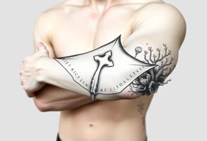 Religious, stingray, coral, jellyfish tattoo idea