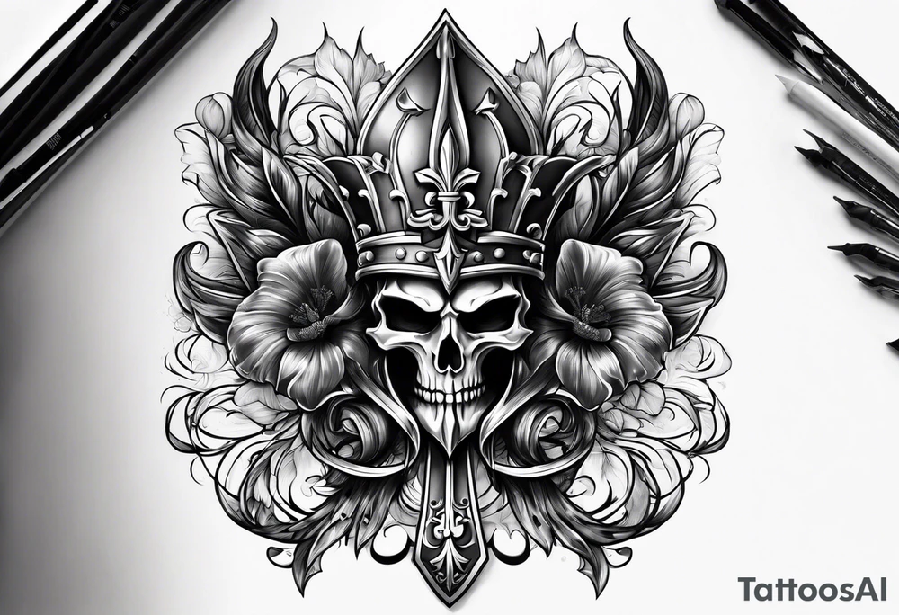Fleur de lis warrior skeeve tattoo idea