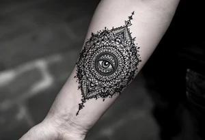 mandala with eye in the middle and Om tattoo idea
