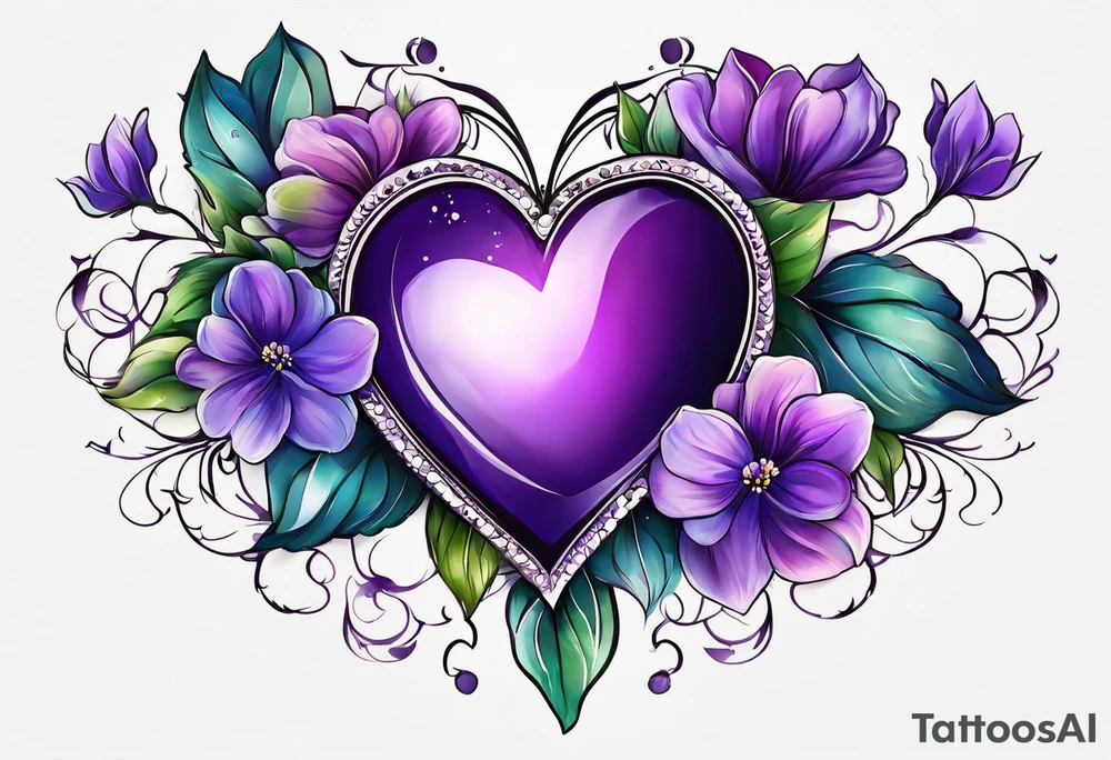 Heart made with. Violet flowers tattoo idea