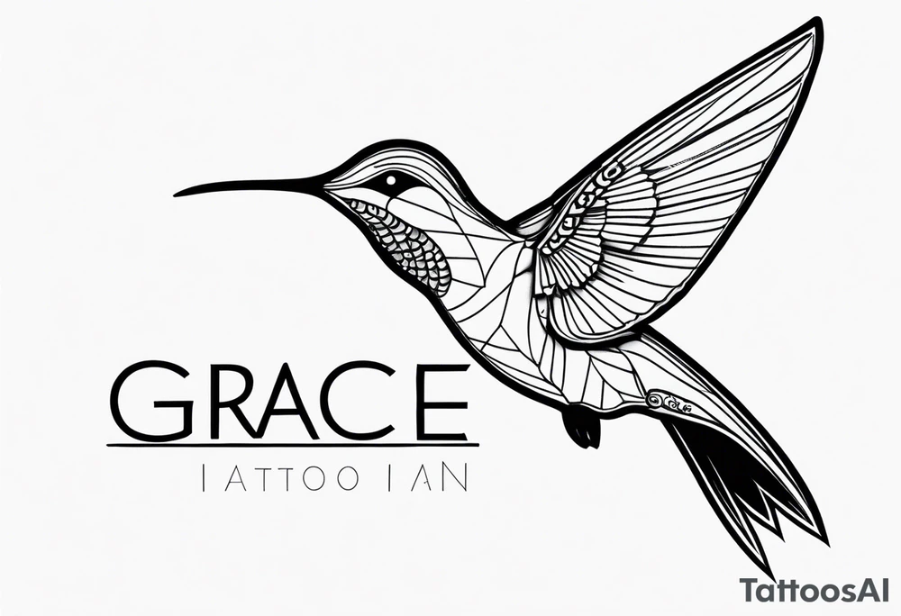 Hummingbird with the word grace in the wings tattoo idea