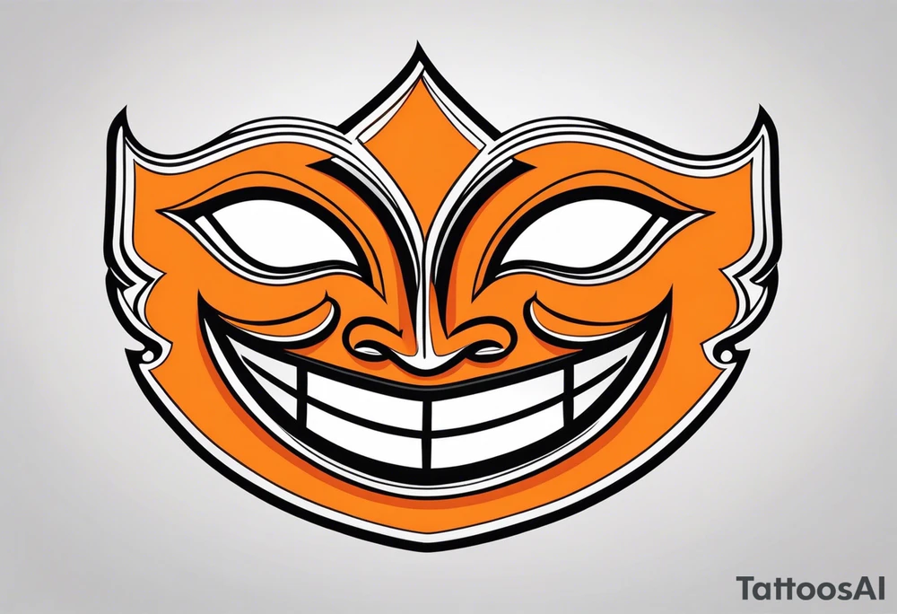 Laughing mask that is orange and black simplistic tattoo idea